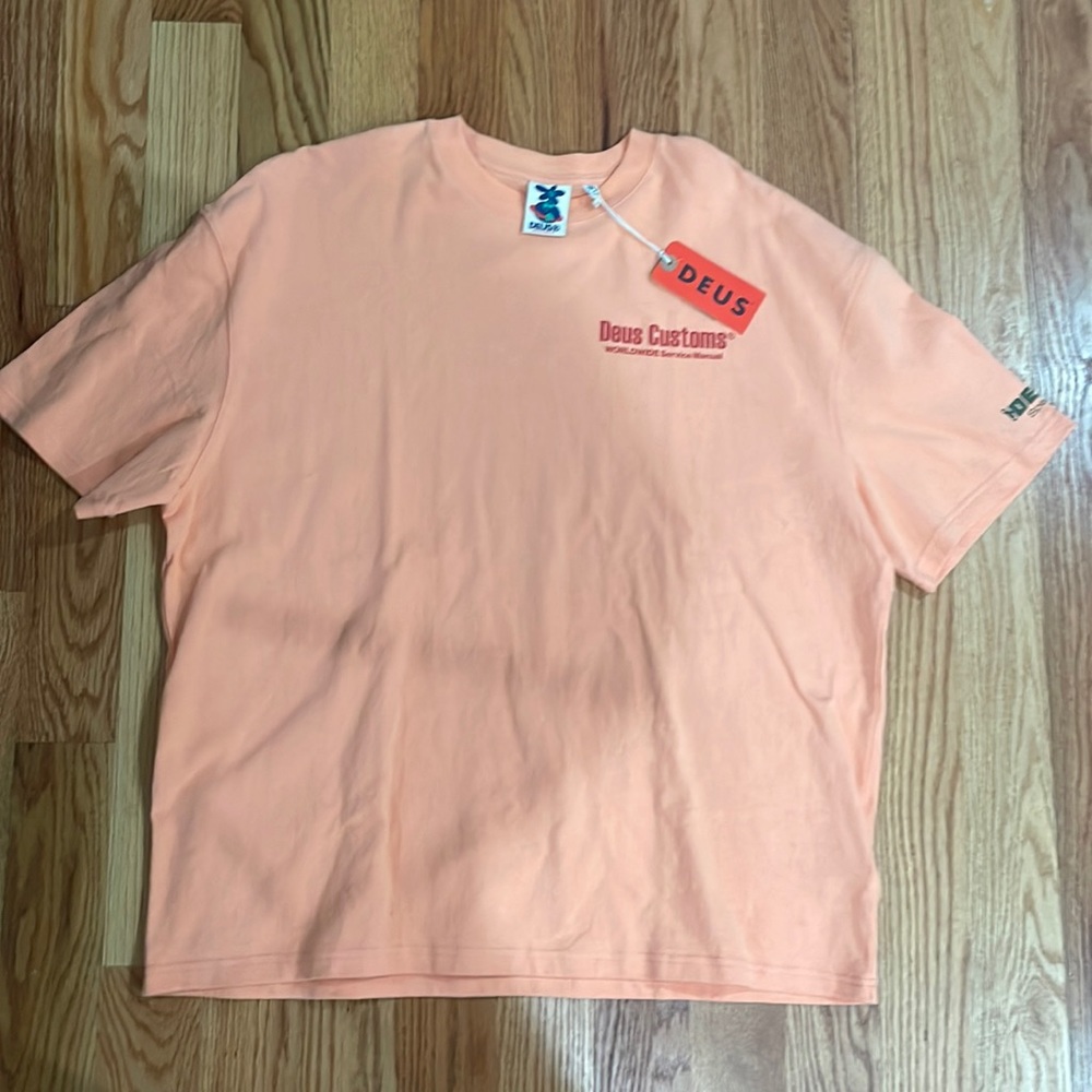 DEUS Records Sunkist orange sweater T-shirt sz Xl NWT